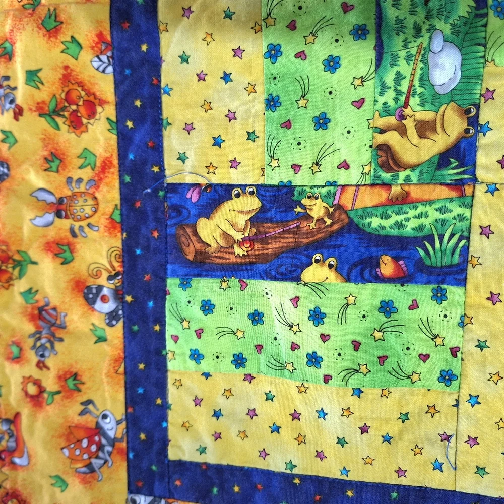 Handmade Colorful Patchwork Quilt, 34 X 44 Inches